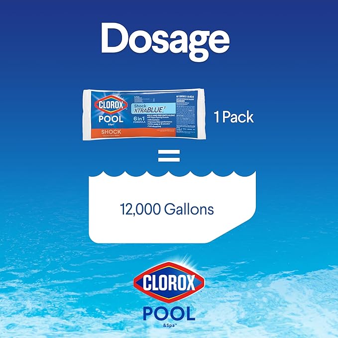 Clorox® Pool&Spa™ Shock XTRABLUE®, Kills Bacteria & Algae in Swimming Pools, Swim-Ready in 15 Minutes, (24-Pack)