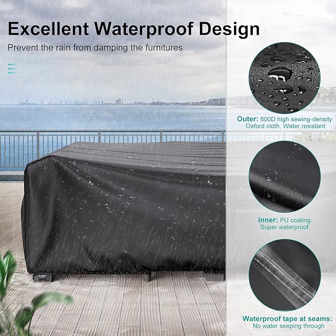 Patio Furniture Covers, Heavy Duty Outdoor Furniture Cover Waterproof, Sectional Sofa Set Coves Table and Chair Set Covers, 62"L×42"W×28"H