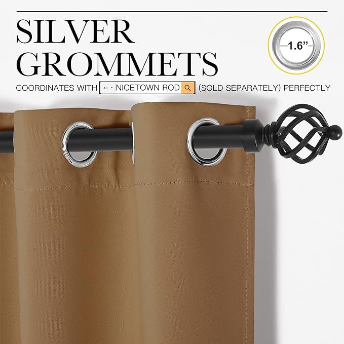 NICETOWN Sleek Blackout Curtains 90 inches Length