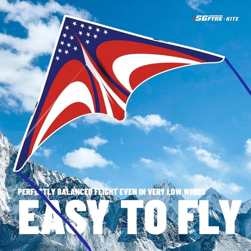 Delta Kite Set - Easy Launch for Kids & Adults | Perfect for Beach & Park Activities (Speed Triangle American Flag)