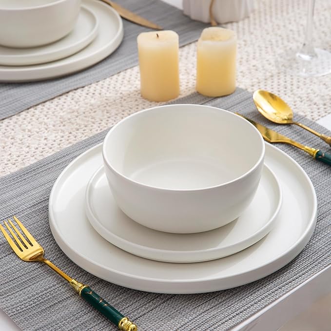 AmorArc Stoneware Dinnerware Sets for 6,Reactive Ceramic Plates and Bowls Set,Highly Chip and Crack Resistant | Dishwasher & Microwave Safe | Round Dishes Set Service for 6 (18pc)