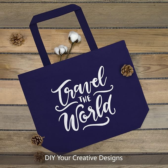 TOPDesign 12-Pack Canvas Tote Bags with Magnetic Snap, Reusable Grocery Shopping Bags, DIY Your Creative Designs
