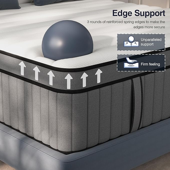 DIFAME California King Size Mattress,14 inch Cal King Mattress in a Box,Hybrid Mattresses with Gel Memory Foam & Pocket Springs, Pressure Relief, Cooling, Enhanced Edge Support,Firm