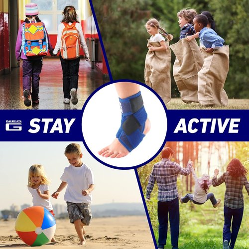 Neo-G Ankle Brace for Kids - Adjustable Support for Joint Pain & Injuries - Class 1 Medical Device - Blue