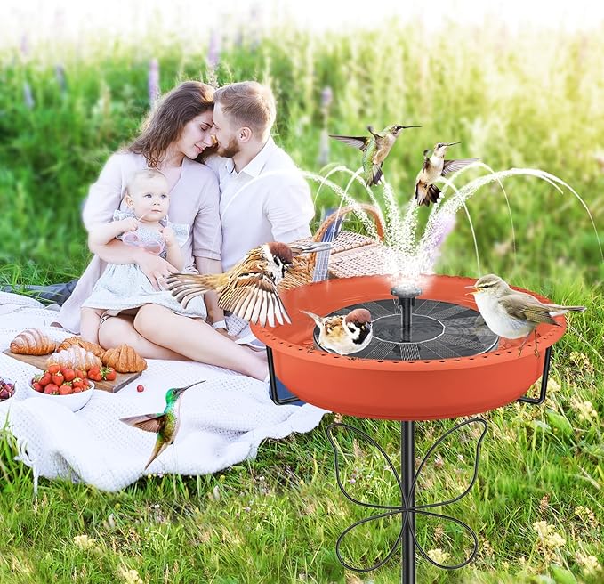 Bird Bath for Outside with Removable Bowl Metal Base, 37In Freestanding Rust-Proof Birdbaths & Birdfeeder, Bird Baths Feeder Bowl for Outdoors Garden Patio Yard Lawn Decor (Brown)