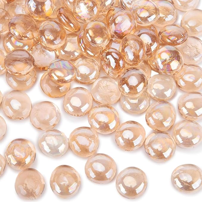 FUTUREPLUSX 5LB Flat Glass Marbles, Pink Glass Pebbles Marbles for Vases Fillers Fish Tank Aquarium Table Scatters DIY Crafts