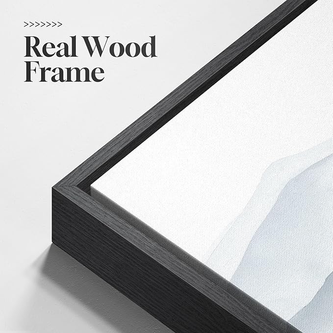 Framed Mountain Landscape Wall Art Bedroom, 3 Piece Nature Foggy Forest Canvas Print Artwork for Walls, Scenic Pine Tree Paintings Pictures Wall Art Decor for Living Room Hallway, 16x24 Inch