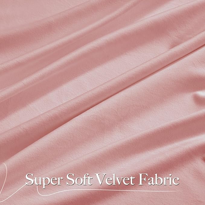 NICETOWN Pink Velvet Curtains 96 inch Length, Blush Pink Room Darkening Thermal