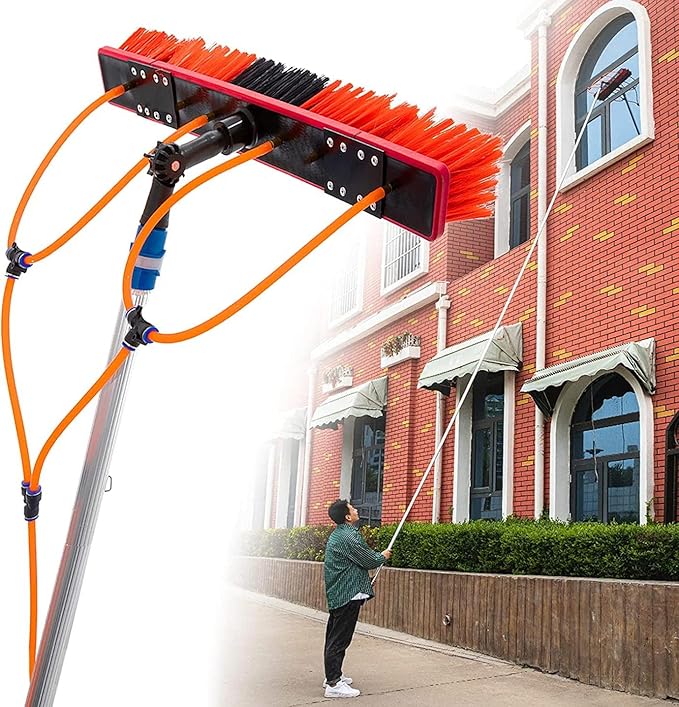 Window Cleaning Pole, Water Fed Telescopic Brush Extendable Cleaner Conservatory Roof Suitable for Photovoltaic Panel Cleaning Trucks-12m/40ft,Roof Cleaning Tools Window Clea