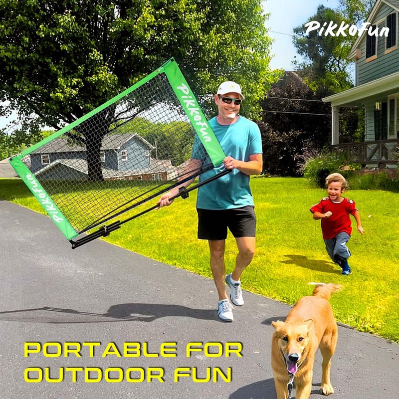 PIKKOFUN Mini Pickleball Net (5 FT Wide), Small Portable Dink Practice Net for Indoor & Outdoor, 60-Second Tool-Free Setup, Carry Bag Included, Pickleball Gifts for Women & Men, Black Net