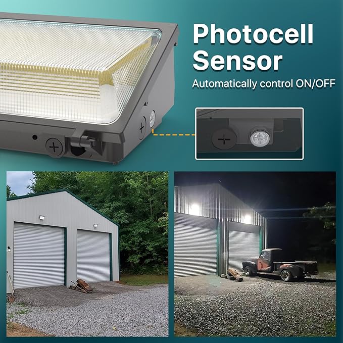 LED Wall Pack Light: 120W 18000LM Glass Lens Wall Pack Lights Outdoor LED