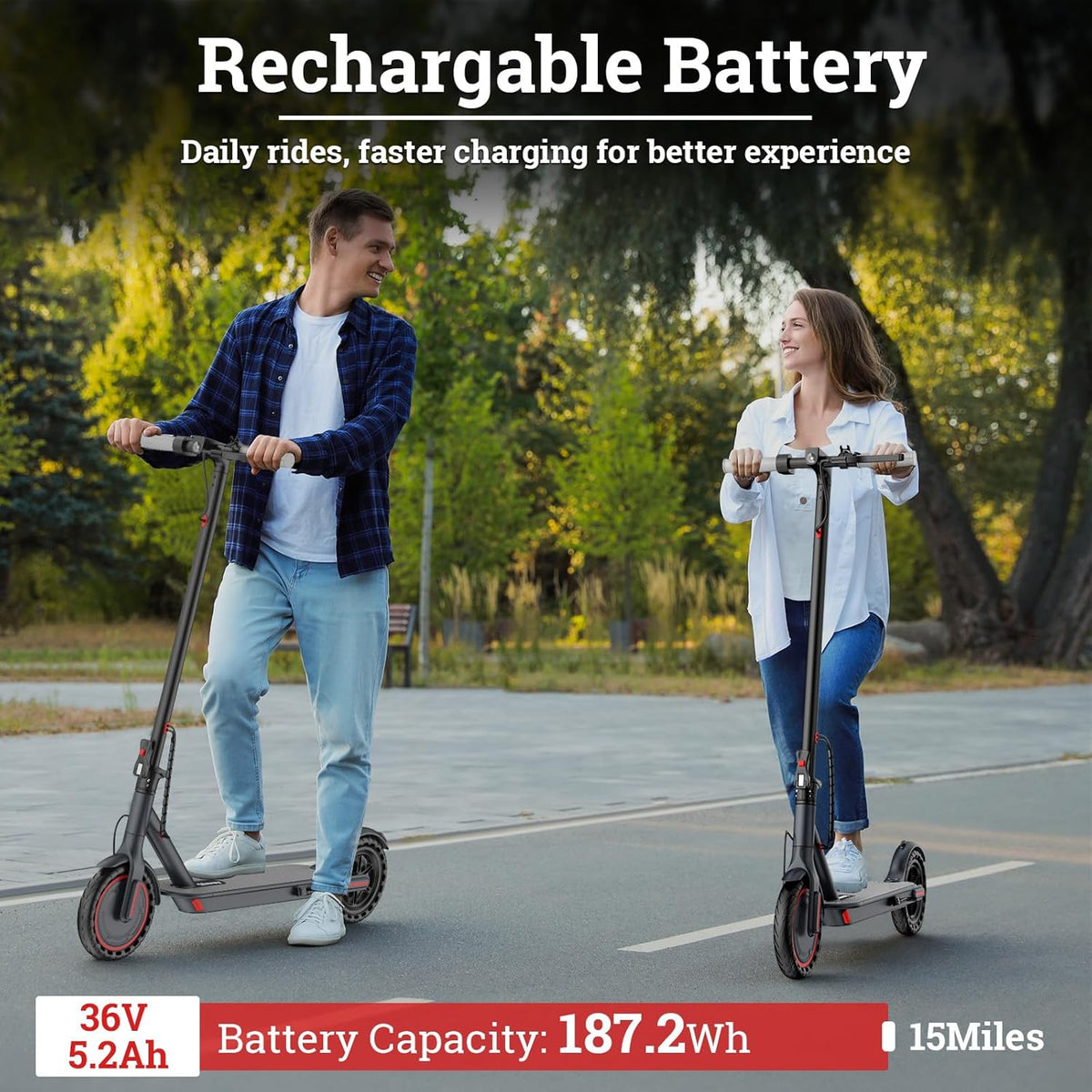 Qlaway Electric Scooter - Powerful 350W/500W Motor, 22-Mile Range, Foldable Design, Dual Braking System