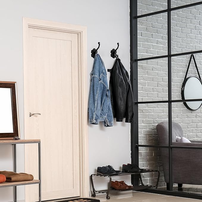 Zonon 2 Pcs Black Wall Hooks Set Vintage Coat & Towel Hooks
