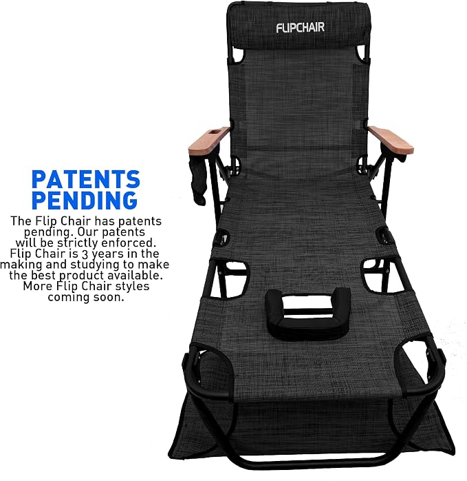 EASYGO PRODUCTS FLIP Face Down Tanning Chaise Lounge Chair with Face & Arm Holes - 4 Legs Support - Textilene Material - 6 Position - Arm Head Rest Pillow - Beach or Home Use