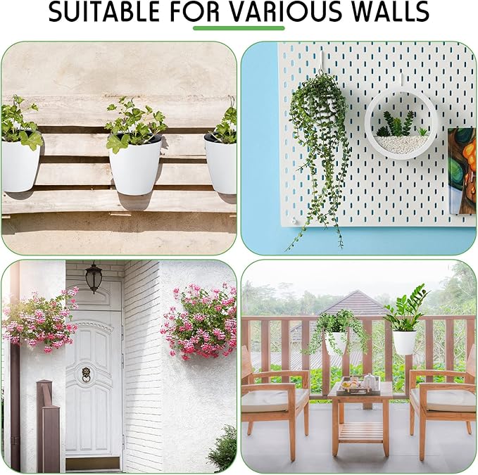 Yungyan 20 Sets 5" Self Watering Hanging Planter White Lazy Flower Pots Plastic