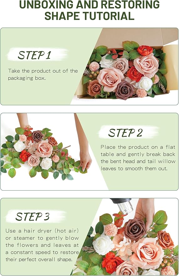Wedding Decor (Pack of 2) Welcome Sign Flower Backdrop Garland for Ceremony Reception Wall Easel Home Decoration Entryway Faux Outdoor Board Head Table Decor (Orange & Terracotta)