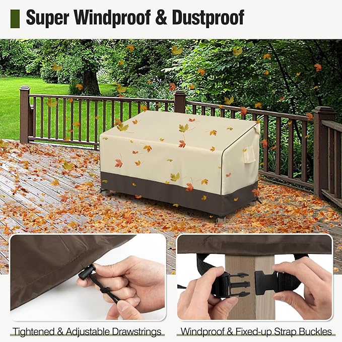 MR. COVER Outdoor Couch Cover Waterproof, Patio Furniture Covers for 2-Seater Couch, Fits up to 60" W x 35" D x 35" H, Moisture-Proof & UV-Protection, Brown & Khak