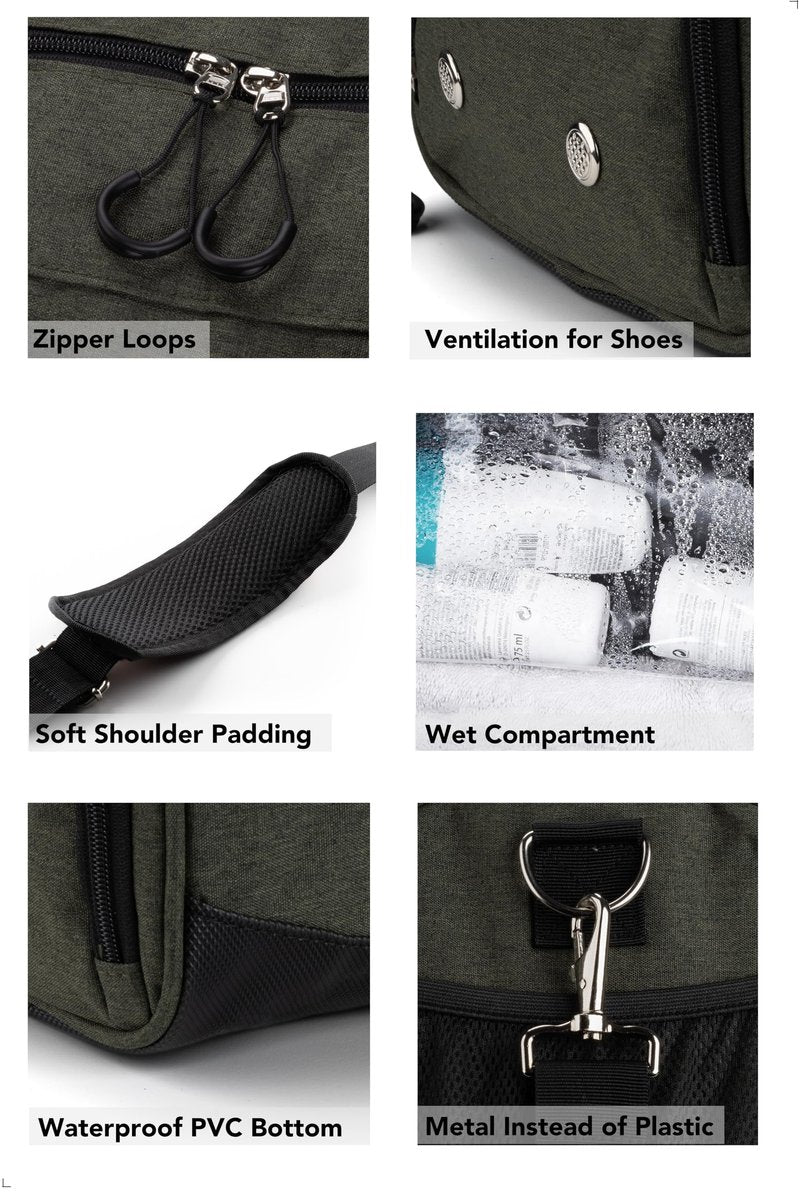 Fitgriff® Gym Bag for Men & Women with Shoe & Wet Compartment - Duffle Bag for Travel, Sports, Fitness & Workout (Army Green, 23 x 12 x 12″ (Medium))