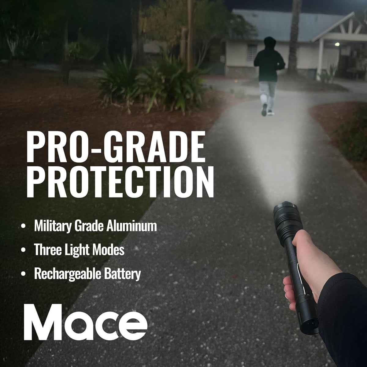 Rechargeable Mace Stun Gun for Self Defense - High Voltage with Bright LED Light