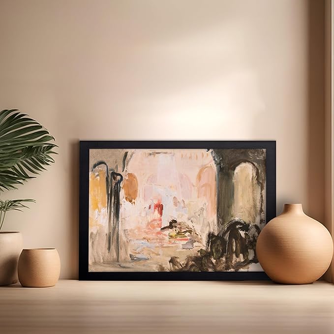 Poster Master Vintage Abstract Poster - Retro City Landscape Painting Print - City Art - Moody Art - Modern Farmhouse Art - Aesthetic Art - Great Living Room or Office Decor, 16x20 Black Framed
