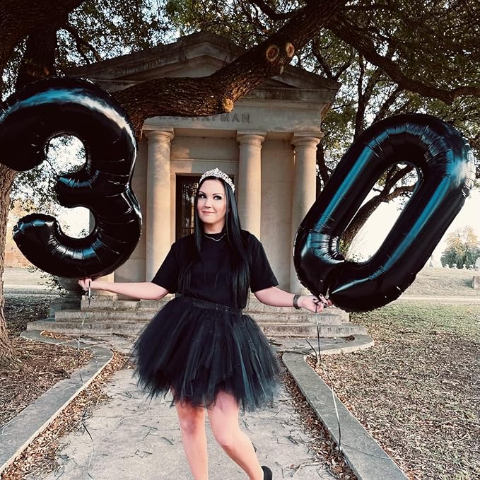 Black Balloon Number 6, 40 Inch Large Self Inflating Foil Number Balloons 0-9, Giant 6 Digital Helium Balloon for 6th 16th Kids Boys 60th Men Birthday Party Anniversary Celebration Decorations