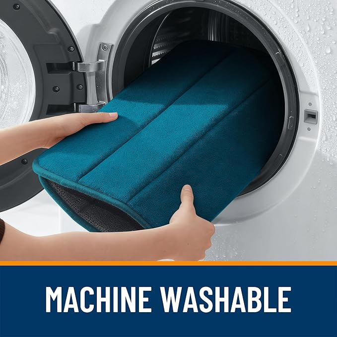 OLANLY Memory Foam Bath Mat 44x32, Super Soft Absorbent Bathroom Rugs, Quick Dry, Machine Washable Shower Floor Rugs, Bathmat Carpet, Bathroom Home Decor Accessories, Peacock Blue