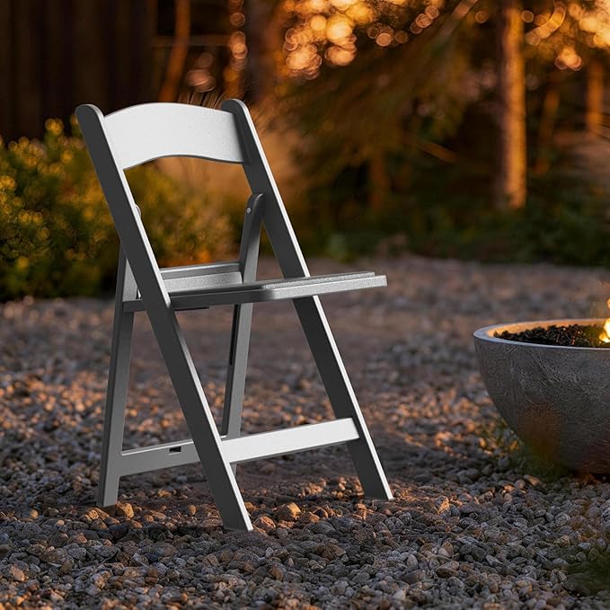 Nazhura Garden and Patio Folding Chair Set of 4 for Events and Wedding, Lightweight with Padded Seat, Water-Proof, Double Braced Frame, Non-Slip Feet, 900LB Capacity (Grey)