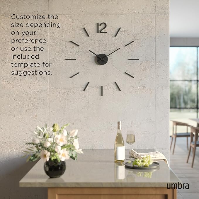 Umbra Blink Modern DIY 3D Wall Clock, Frameless Large Decorative Wall Clock