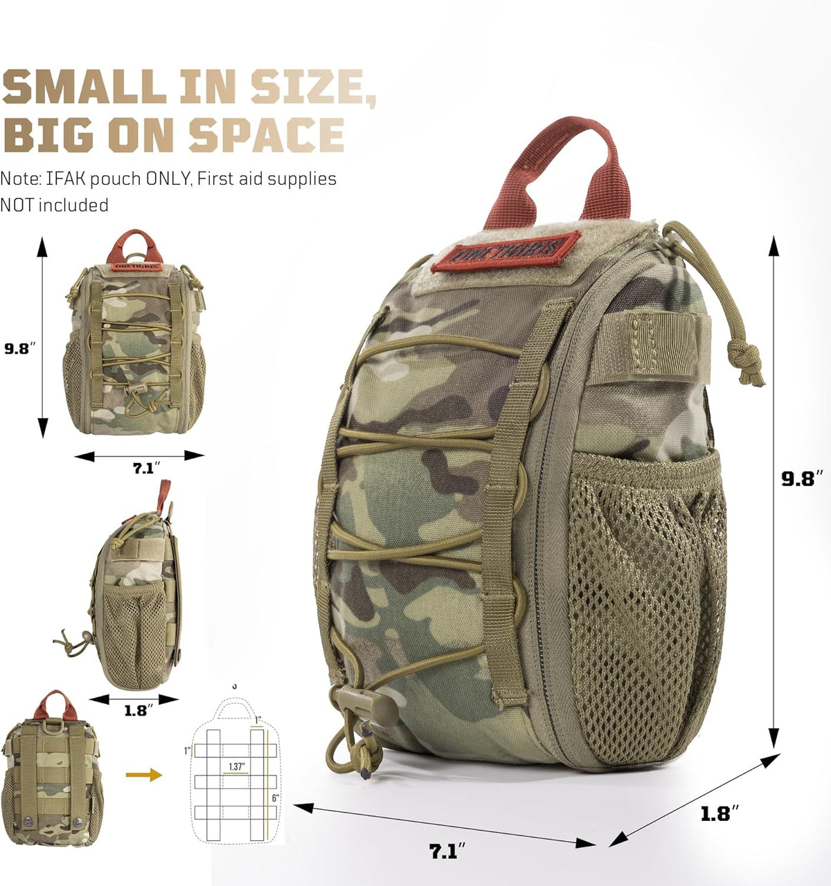 OneTigris IFAK Pouch - Large IFAK Molle Pouch Empty First Aid Bags Only Medical Trauma Kit Bag EMT Pouch MED Waist Bag for Outdoor