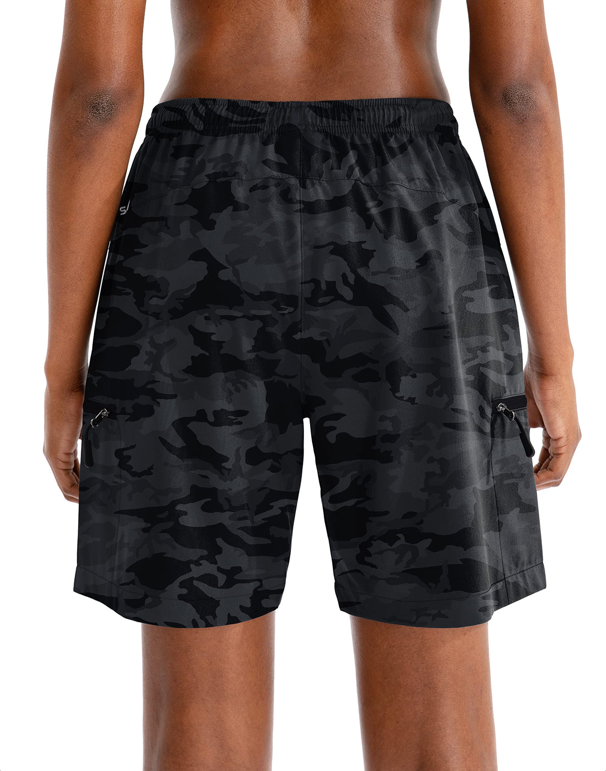 SANTINY Women's 5''/ 7'' Hiking Cargo Shorts Quick Dry Lightweight Summer Shorts for Women Athletic Golf Zipper Pockets(Grey Camo_XL)