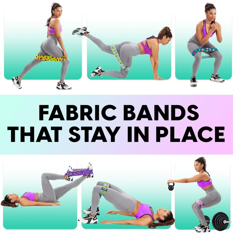 Fabric Resistance Bands for Working Out – 4 Durable Exercise Bands for Women & Men, Non-Slip & Non-Pinching Workout Bands – Multiple Resistance Levels Booty Bands for Legs Butt Glutes Hips Abs & More
