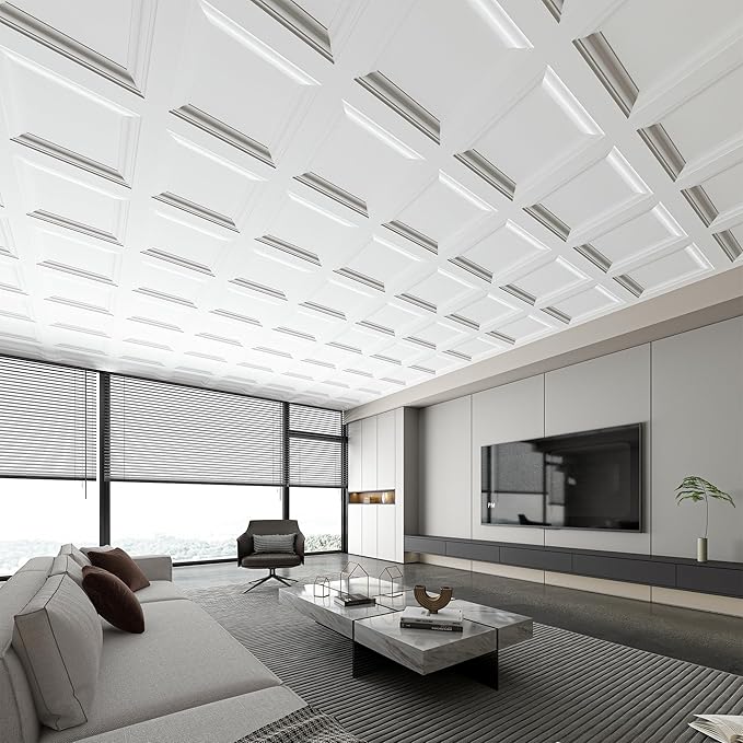 Art3d 36-Pack Square Drop Ceiling Tile 2ft x 2ft in White, PVC Ceiling Panel 24