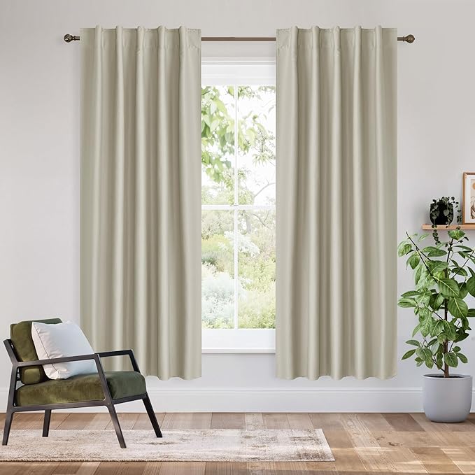RYB HOME Bedroom Blackout Curtains 72 inches Long, 100% Blackout Thermal