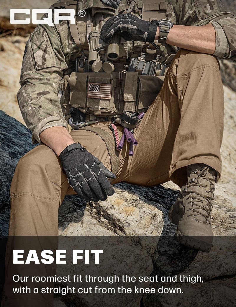 CQR Men's Tactical Pants, Water Resistant Ripstop Cargo Pants, Lightweight EDC Work Hiking Pants, Outdoor Apparel, Raider Cougar, 44W x 32L
