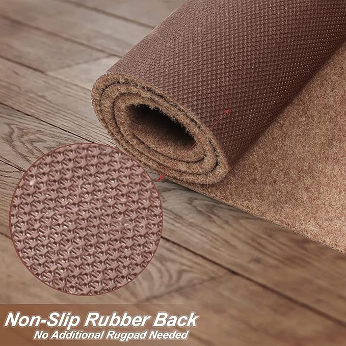 2' x 5' Runner Rugs with Rubber Backing, Indoor Outdoor Utility Carpet Runner Rugs, Sand, Can Be Used as Aisle for The RV and Boat, Laundry Room and Balcony