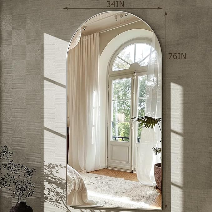 GLSLAND-34 x76 Arched Full Length Mirror-Oversize Floor Mirror Aluminum Alloy