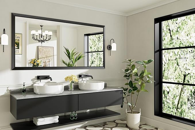 Briivue 72x36 Inch Black Bathroom Mirror