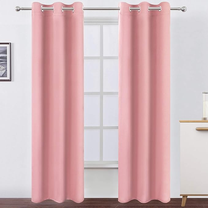 LEMOMO Pink Thermal Blackout Curtains/38 x 84 Inch/Set of 2 Panels Room