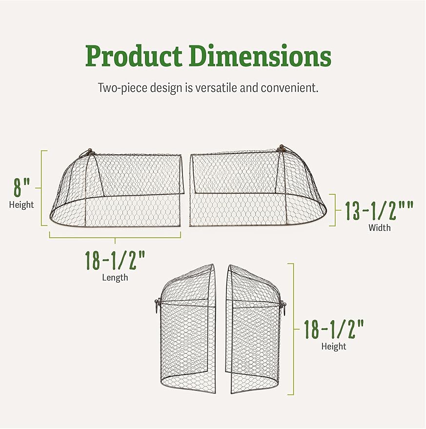 Gardener’s Supply Company Chicken Wire Cloche Garden Row Plant Protector | Sturdy Metal Protection for Seedlings and Crops from Wild Animals & Pets | 2 Section Set