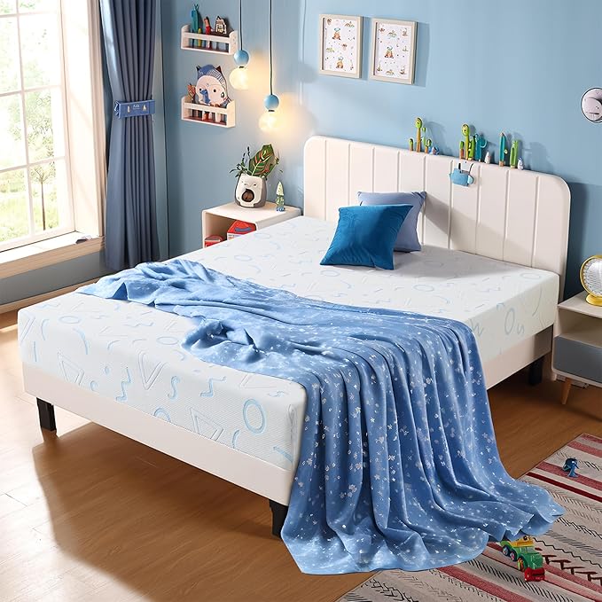 Twin Mattress 6 Inch for Kids, Gel Memory Foam Mattress for Cool Sleep, Medium Firm for Pressure Relief, Fiberglass-Free, Removable Washable Cover, Mattresses in a Box