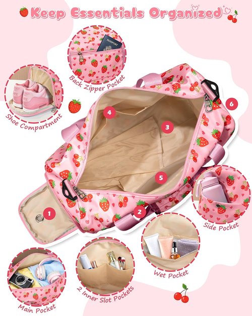 Elilier Dance Bag - Personalized Gym Bag for Girls | Shoe Compartment & Perfect Birthday Gift for Ages 3-12