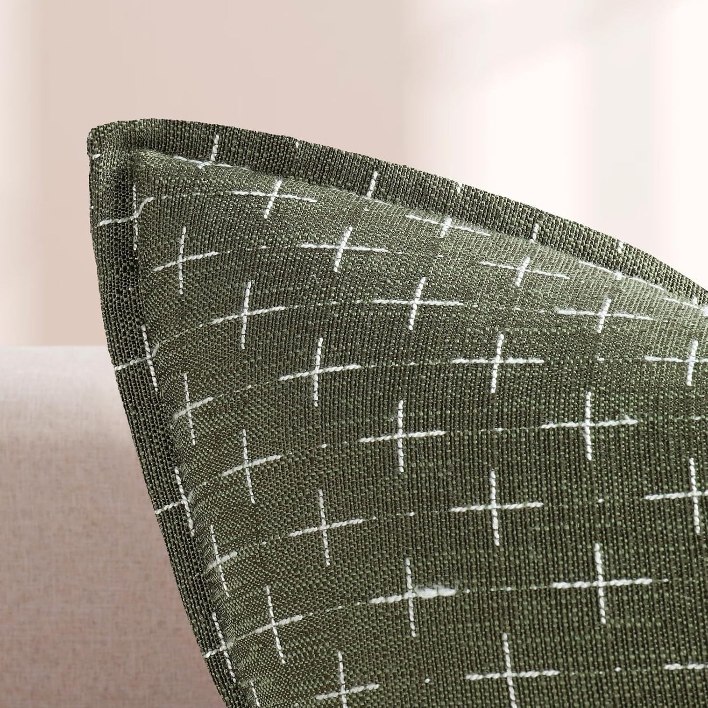 ZWJD Pillow Covers 18x18 Set of 2 Soft Polyester Textured Pillow Covers with Stylish Flange Edge Cozy Farmhouse Throw Pillows for Couch Bed Sofa Living Room