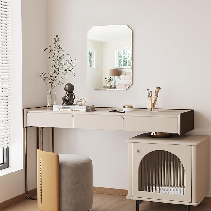 Bathroom Mirrors for Over Sink, Frameless Mirrors for Wall, 24x18 Inch Beveled