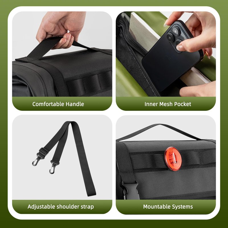 ROCKBROS Bike Panniers 15L Capacity Waterproof Bike Rack Bag Bicycle Panniers for Cycling Commuting Bikepacking Green