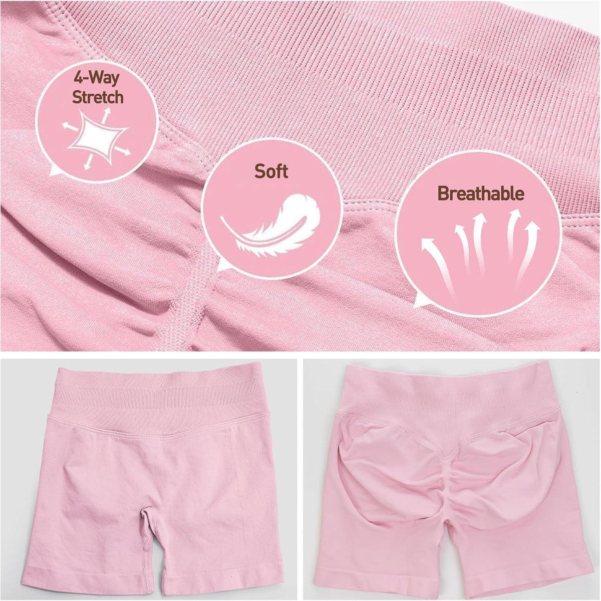 POWERASIA 4.5" Workout Impact Shorts Hidden Scrunch Butt Lifting Gym Booty Biker Shorts for Women Tummy Control