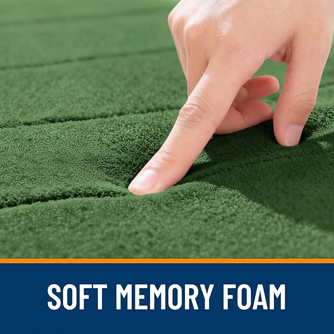 OLANLY Memory Foam Long Bathroom Rugs Runner 70x24, Super Soft Absorbent Bath Mat, Quick Dry, Machine Washable Shower Floor Rugs, Bathmat Carpet, Bathroom Home Decor Accessories, Olive Green