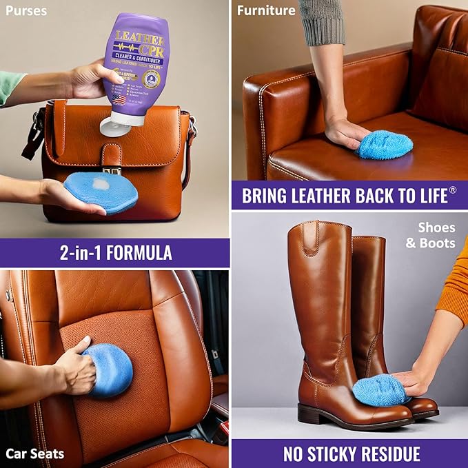 Leather CPR Cleaner & Conditioner 18oz - Cleans, Conditions, Restores & Protects Leather Furniture, Handbags, Car Seats, Interior, Jackets, Boots, Purses, Shoes, Couch, Saddles, Tack & More