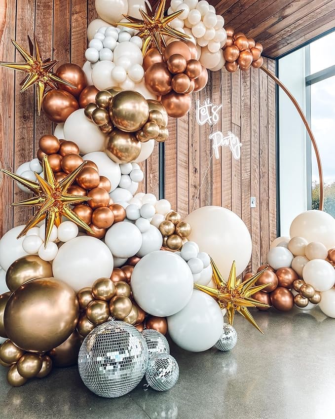 Gold Star Balloons,9Pcs 22Inch Gold Explosion Spike Cone Helium Polyester Film Star Foil Balloons for Birthday Anniversary Baby Shower Wedding New Year Disco Party Decorations