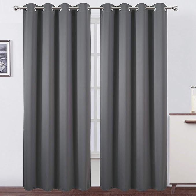 LEMOMO Grey Blackout Curtains/52 x 108 Inch/Set of 2 Panels Thermal Insulated