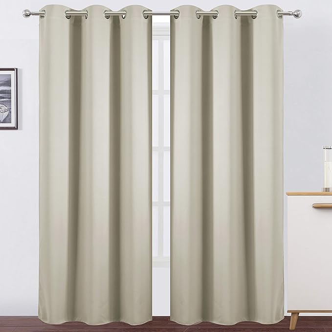 LEMOMO Light Beige Thermal Blackout Curtains/42 x 84 Inch/Set of 2 Panels Room